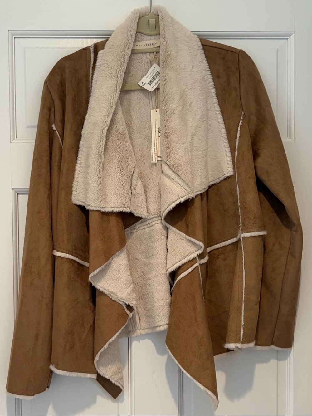 NWT Lovestitch Cozy Faux-Suede Shearling Jacket - Brown